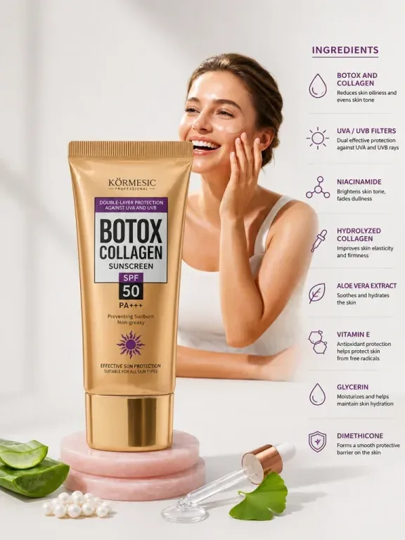 KORMESIC Rozjaśniający krem przeciwsłoneczny SPF 50+ z kolagenem