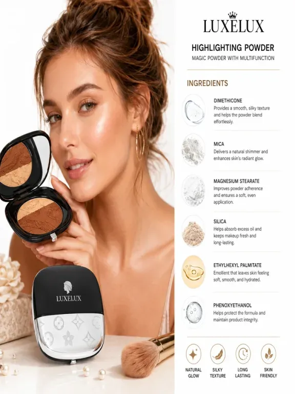 LUXELUX Prasowany Puder Rozświetlający Peach