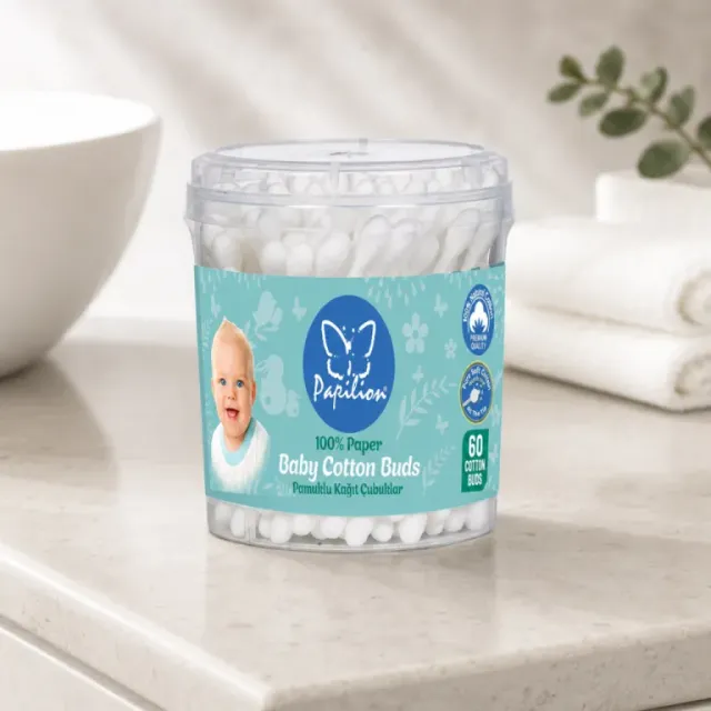 Papierowe patyczki higieniczne dla niemowląt 60 sztuk