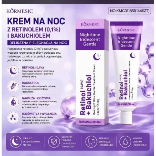 KÖRMESIC Krem na noc z retinolem 0,1% i bakuchiolem to regenerujący kosmetyk przeciwzmarszczkowy